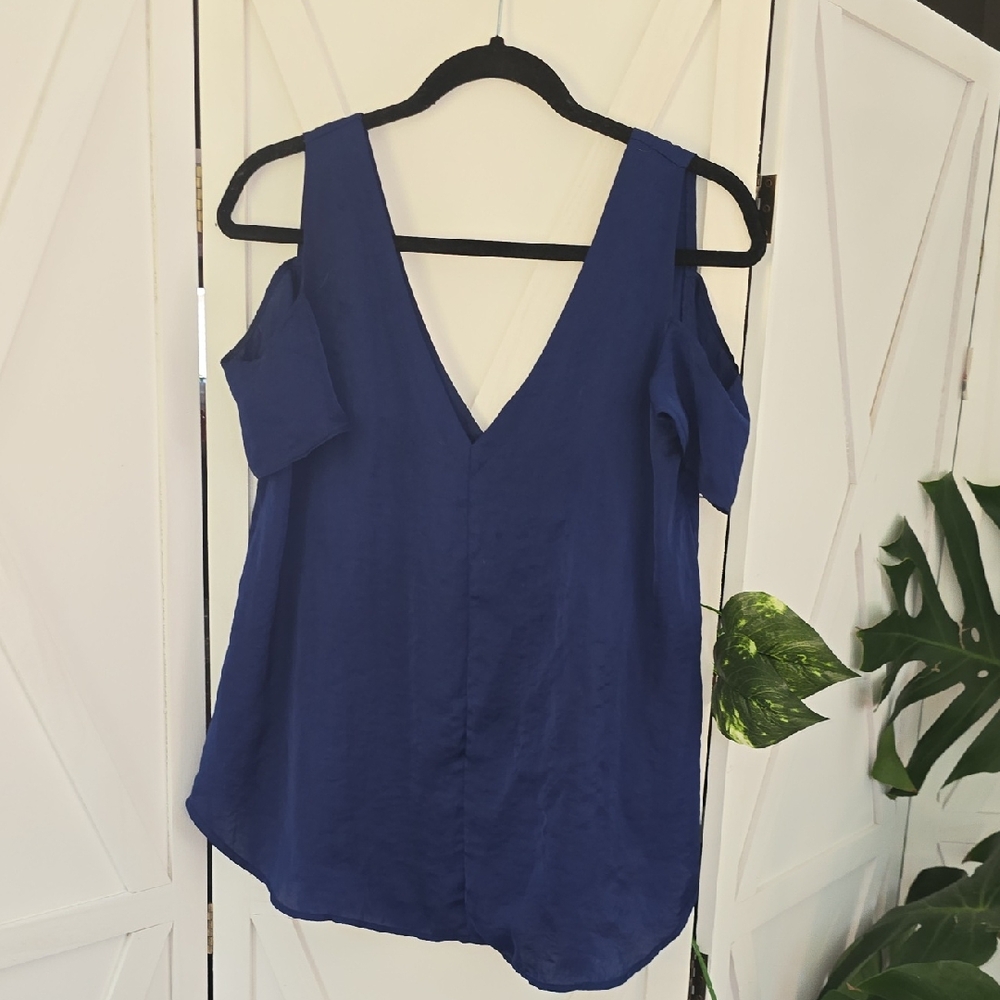 RACHEL Rachel Roy Deep Blue Cold Shoulder Blouse